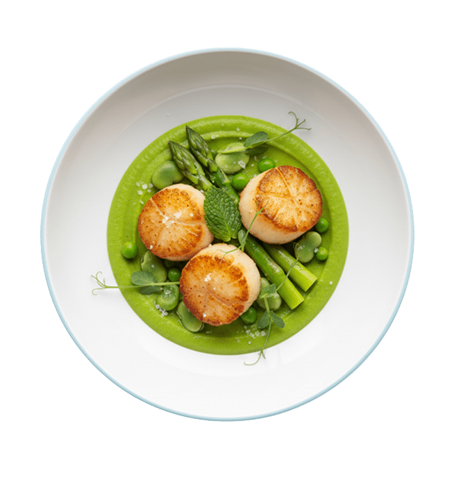 La-Boucle-Traiteur-Plateaux-repas-Lyon---assiette-Noix-de-saint-jacques-asperge